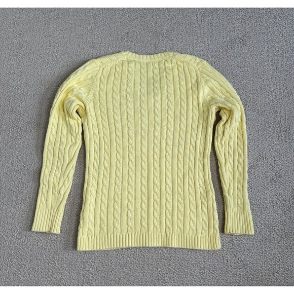 LL Bean Fisherman Cable Knit Sweater Small Yellow - Picture 6 of 8